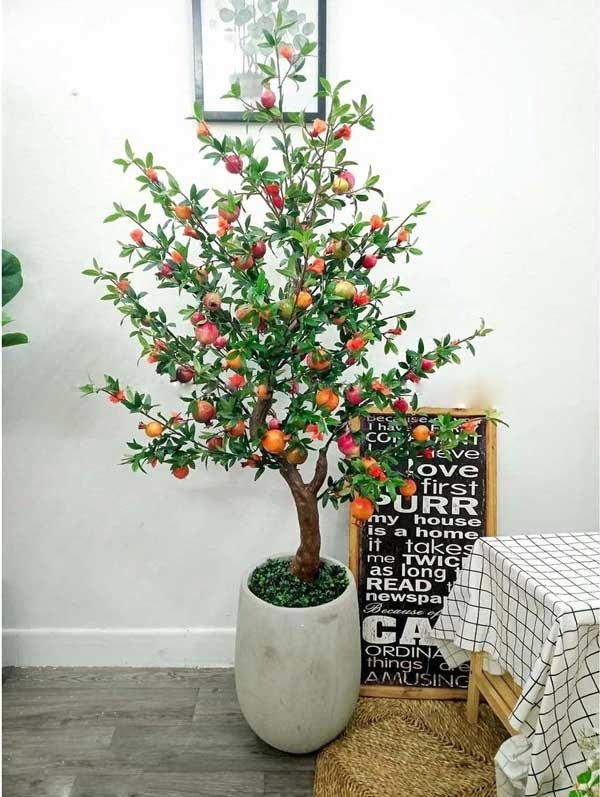Cây Lựu Giả Trang Trí Cửa Hàng, Studio, Tiệm Quán, Văn Phòng, Nhà Cửa – Cao 1m5