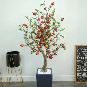 Cây Lựu Giả Cao 1m7  - Trang Trí Cửa Hàng, Studio, Tiệm Quán, Văn Phòng, Nhà Cửa
