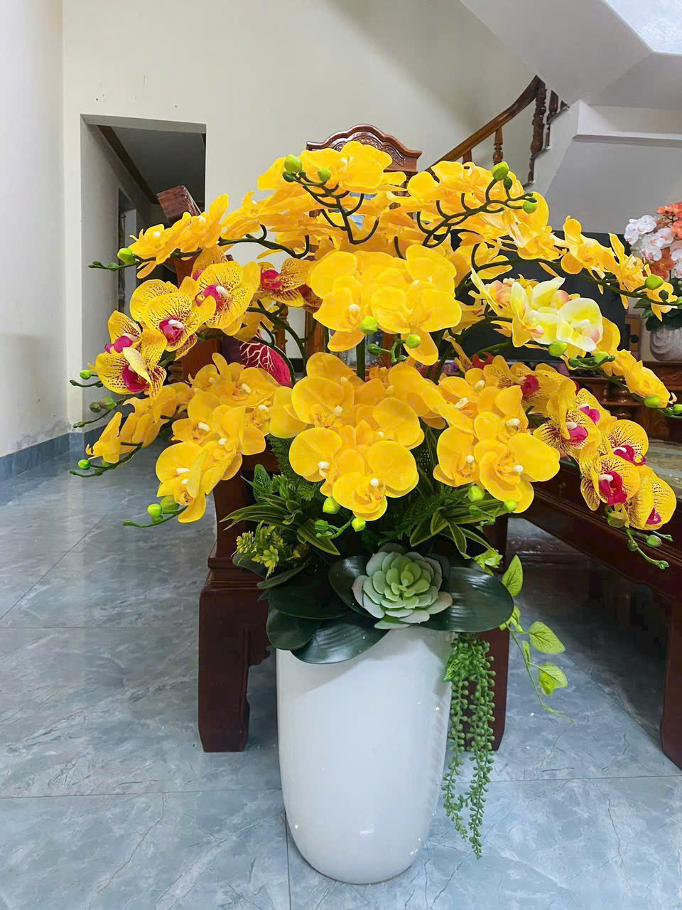 Chậu hoa lan giả cao 90cm 1m